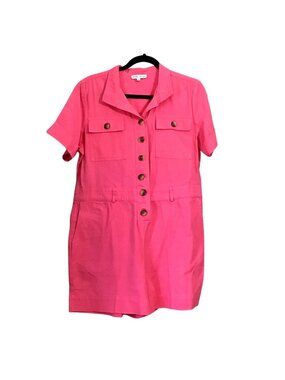 EXPRESS ROCKY BARNES WOMENS PINK BUTTON CLOSURE W/BELT SHORT ROMPER SIZE MEDIUM